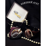 Набір прикрас, кавовий агат (темний)